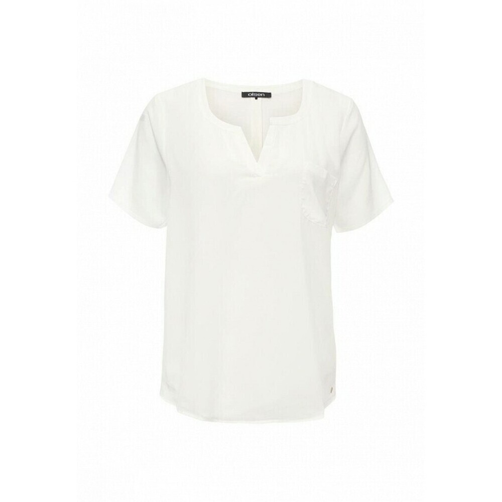 Olsen Europe Short Sleeve Blouse Shirt In White Size M-L 12 US $180 - Picture 3 of 6